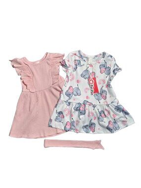 NWT | PatPat | Blush Pink & Elephant Print | 2-Dress & Headband Set | 6-9M